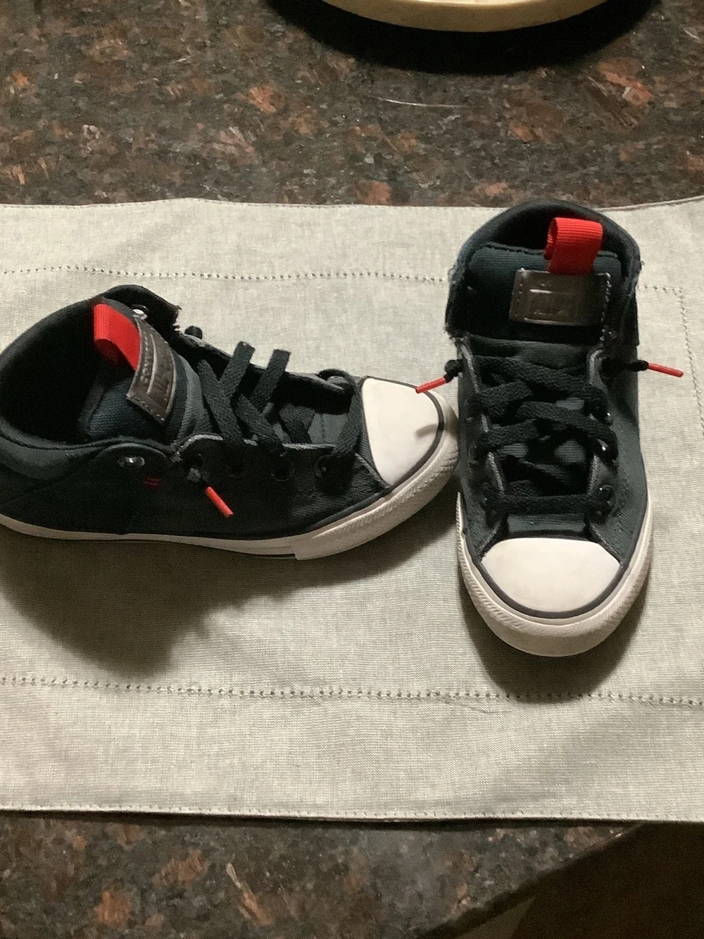 Converse Kids Black Canvas High-Top Sneakers with Red Accents